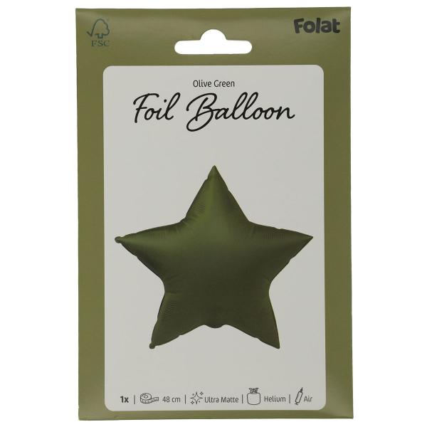 Folieballong Stjärna Olivgrön Matt