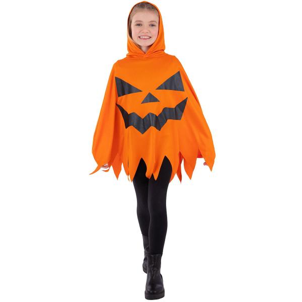 Orange Poncho Halloweenpumpa Barn