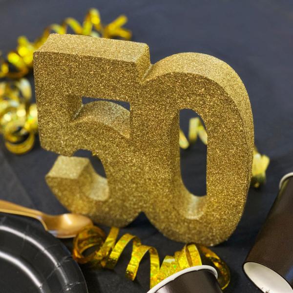 Glittrig 50 Års Dekoration Guld