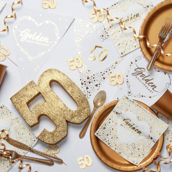 Glittrig 50 Års Dekoration Guld