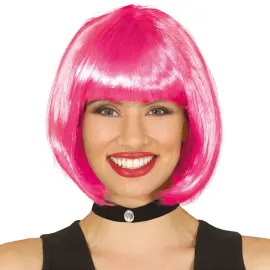 Kort Peruk med Lugg Rosa