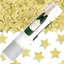 Konfettikanon Stjärnor Champagneguld 20 cm