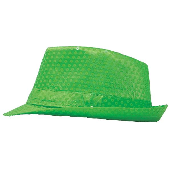 Gangsterhatt med Paljetter Neongrön