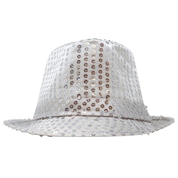 Gangsterhatt med Paljetter Silver