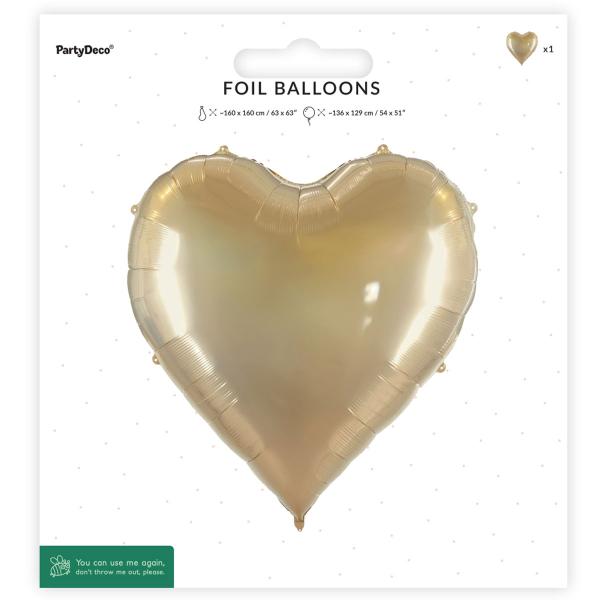 Folieballong Hjärta Guld 129 x 136 cm