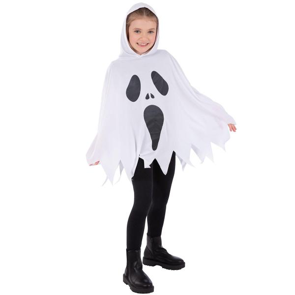 Vitt Spöke Poncho för Barn