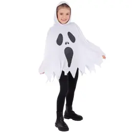 Vitt Spöke Poncho för Barn