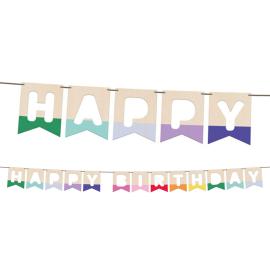 Flaggirlang Happy Birthday i Tr&auml; 4 m