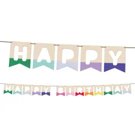 Flaggirlang Happy Birthday i Tr&auml; 4 m