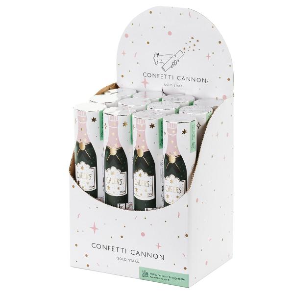 Konfettikanon Stjärnor Champagneguld 20 cm