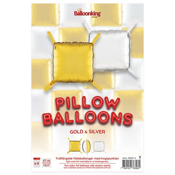 Kuddballonger Guld/Silver 4-pack