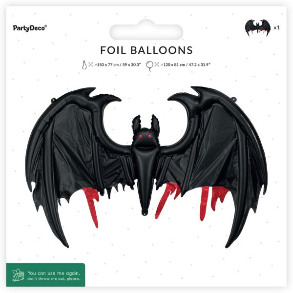 Folieballong Fladdermus Svart
