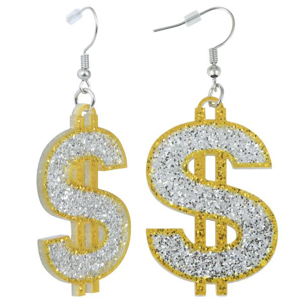Örhängen Dollartecken med Glitter