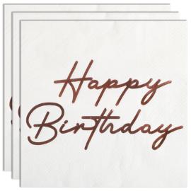 Happy Birthday Servetter Ros&eacute;guld 16-pack