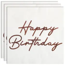 Happy Birthday Servetter Ros&eacute;guld 16-pack