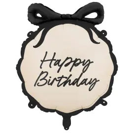 Happy Birthday Folieballong med Rosett 47,5 x 45 cm