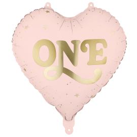 Folieballong Hj&auml;rta One Ljusrosa