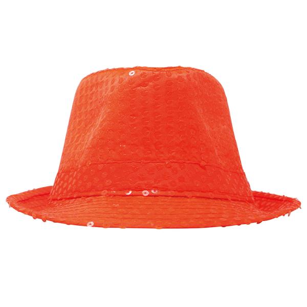 Gangsterhatt med Paljetter Neonorange