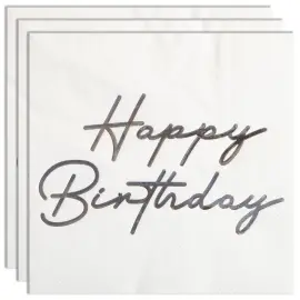 Happy Birthday Servetter Silver 16-pack