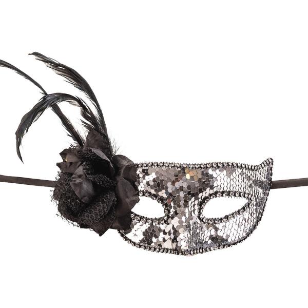 Venetiansk Ögonmask Paljetter Silver