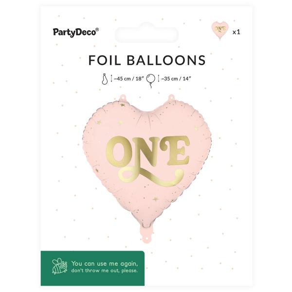 Folieballong Hjärta One Ljusrosa