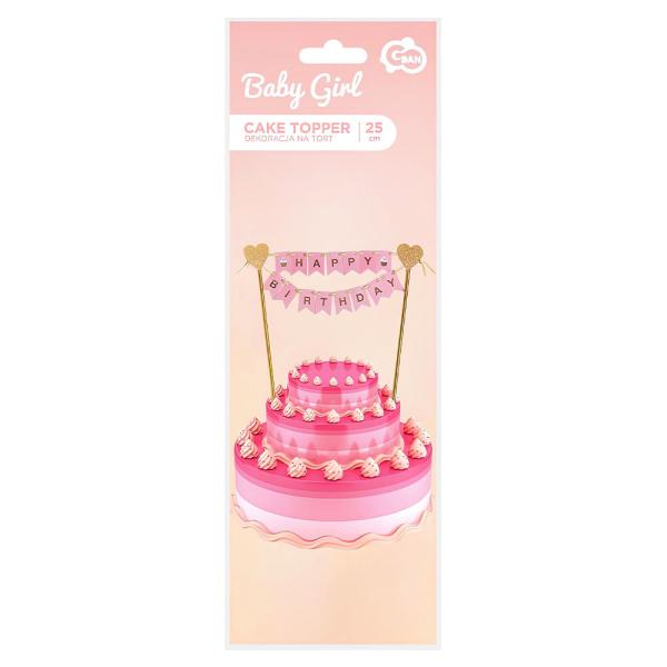 Baby Girl Tårtdekoration Happy Birthday