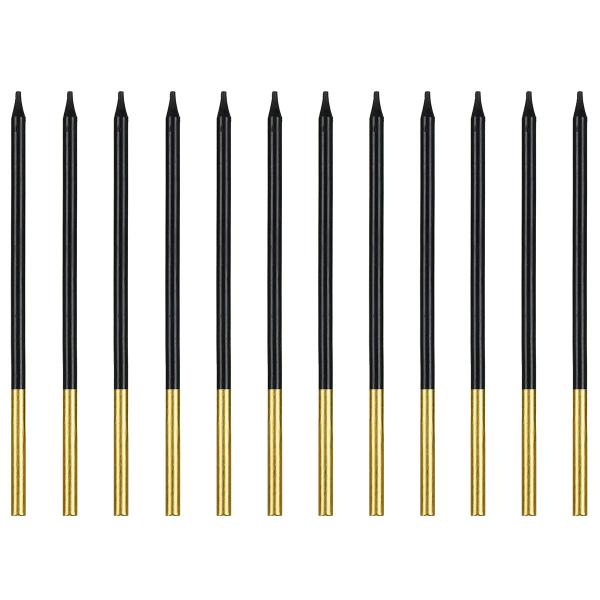 Tårtljus Långa Svart/Guld 12-pack