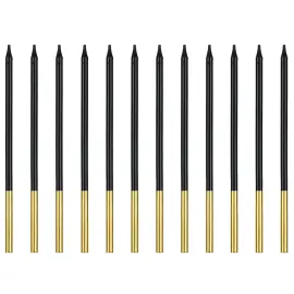 Tårtljus Långa Svart/Guld 12-pack