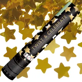 Konfettikanon Stjärnor Guldfolie 28 cm