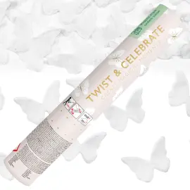 Konfettikanon Vita Fjärilar 20 cm