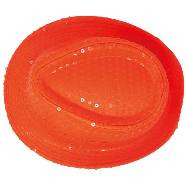 Gangsterhatt med Paljetter Neonorange