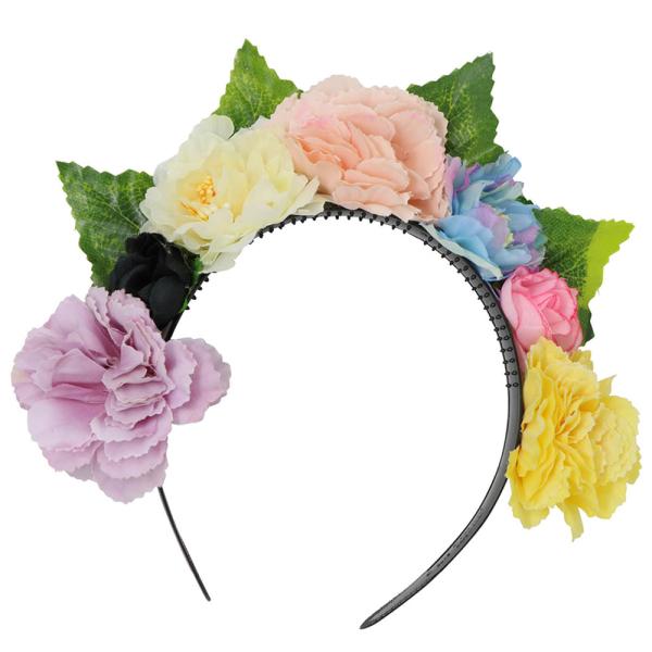 Diadem med Ljusa Blommor & Blad