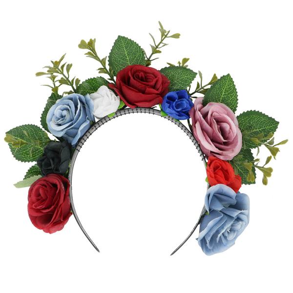 Diadem med Mörka Blommor & Blad