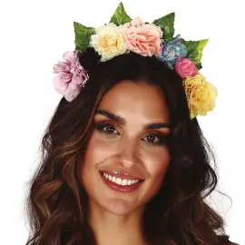 Diadem med Ljusa Blommor & Blad