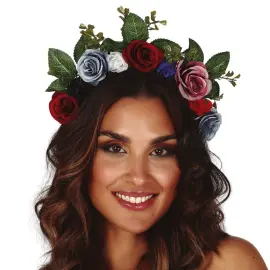 Diadem med Mörka Blommor & Blad