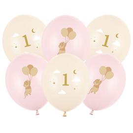 Latexballonger Mus 1 &Aring;r Rosa/Persika 30 cm