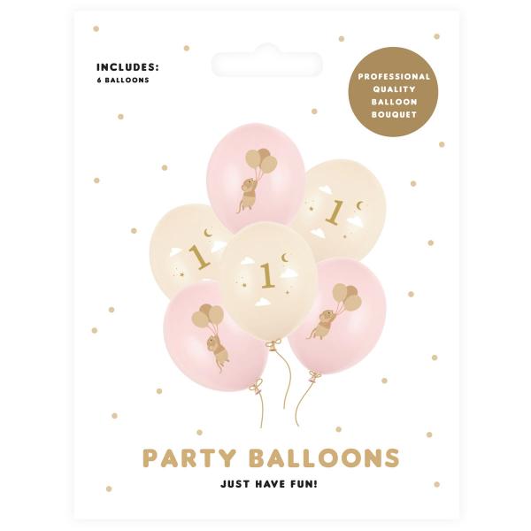 Latexballonger Mus 1 År Rosa/Persika 30 cm