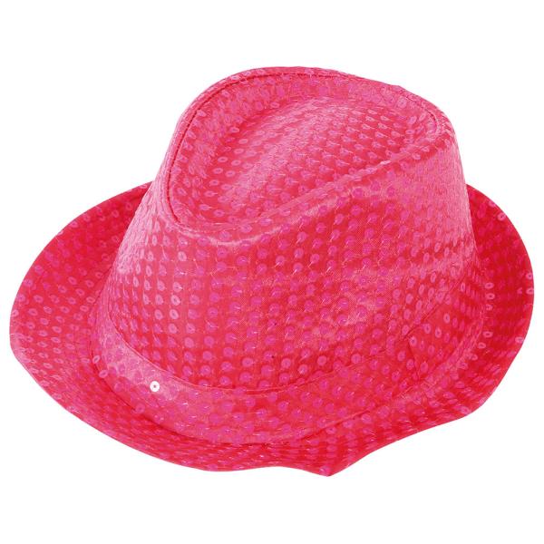 Gangsterhatt med Paljetter Neonrosa