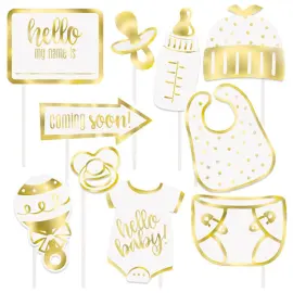 Baby Shower Foto Props Ljus Metallic Guld