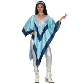 Poncho Disco Bl&aring;/Vit