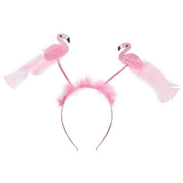 Flamingo Diadem med Fjädrar