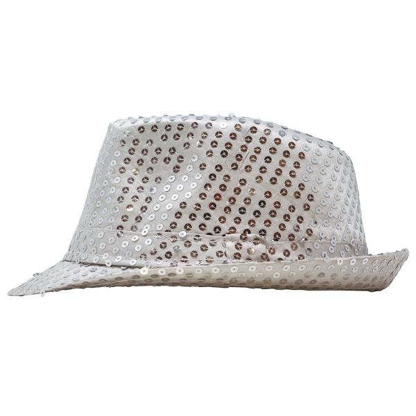 Gangsterhatt med Paljetter Silver
