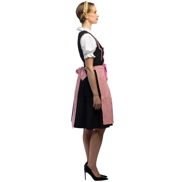 Oktoberfest Tyrolerklänning Rosa/Svart/Vit
