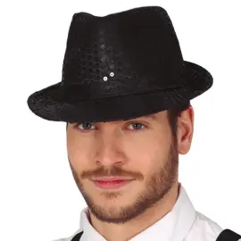 Gangsterhatt med Paljetter Svart
