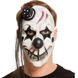 Läskig Clown Mask Svart/Vit Latex
