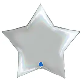 Stor Ballong Stjärna Holografisk Platinum Pure