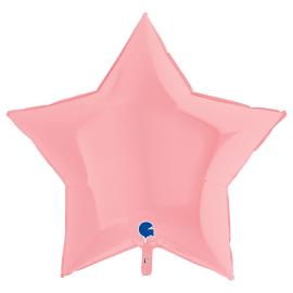 Stor Folieballong Stjärna Matt Pastell Rosa
