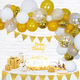 Ballongbåge Kit Guld & Vit