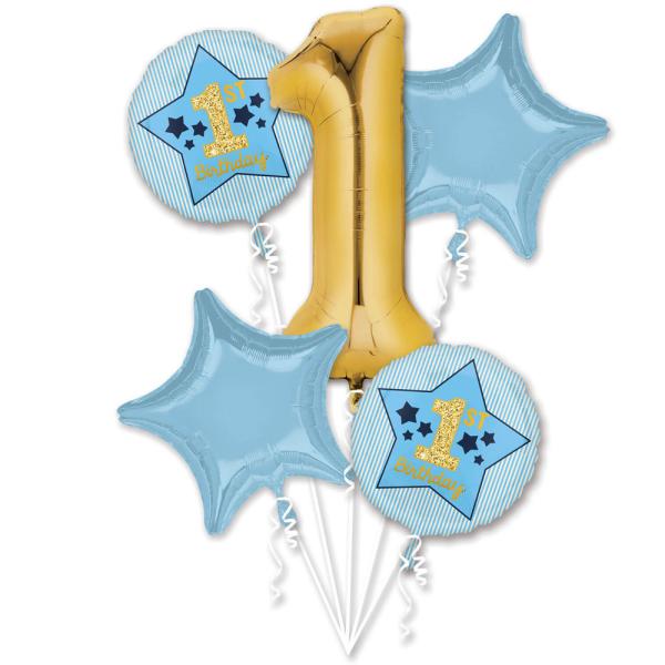 Ballongbukett 1 st Birthday Blå