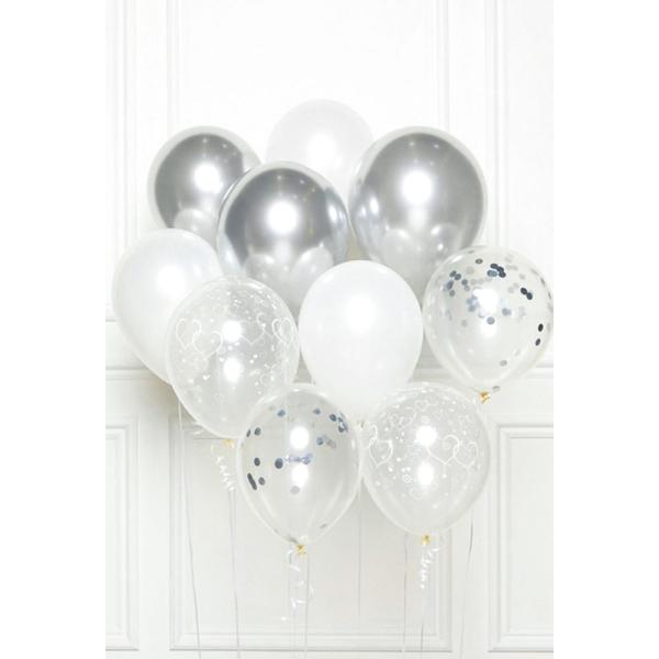 Ballongbukett Kit Vit och Silver